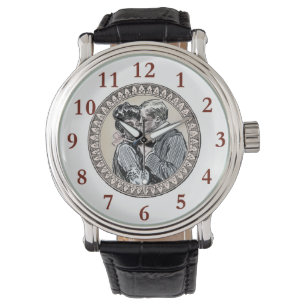  Romance paar: Antiek Rozen Girly Love Horloge