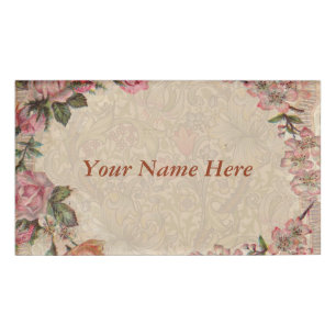 Romance paar: Antiek Rozen Girly Love Naambadge