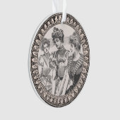  Romance paar: Antiek Rozen Girly Love Ornament (voorkant)