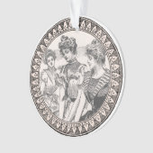  Romance paar: Antiek Rozen Girly Love Ornament (voorkant)