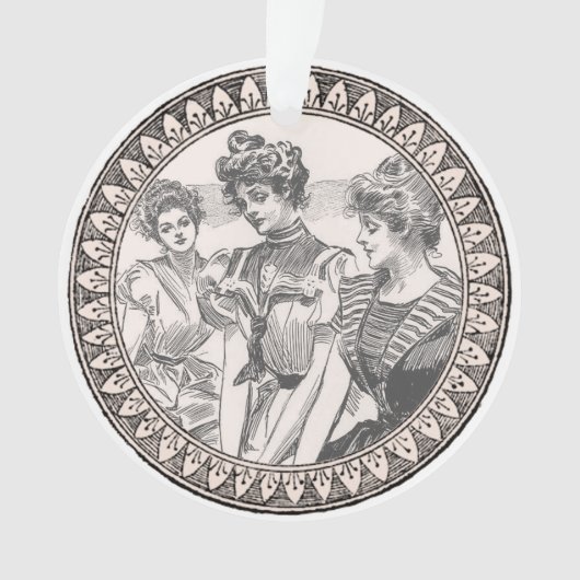  Romance paar: Antiek Rozen Girly Love Ornament (voorkant)