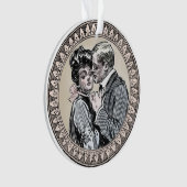  Romance paar: Antiek Rozen Girly Love Ornament (voorkant)