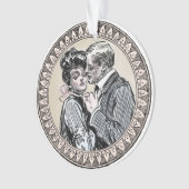  Romance paar: Antiek Rozen Girly Love Ornament (voorkant)