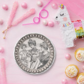  Romance paar: Antiek Rozen Girly Love Papieren Bordje (Feest)