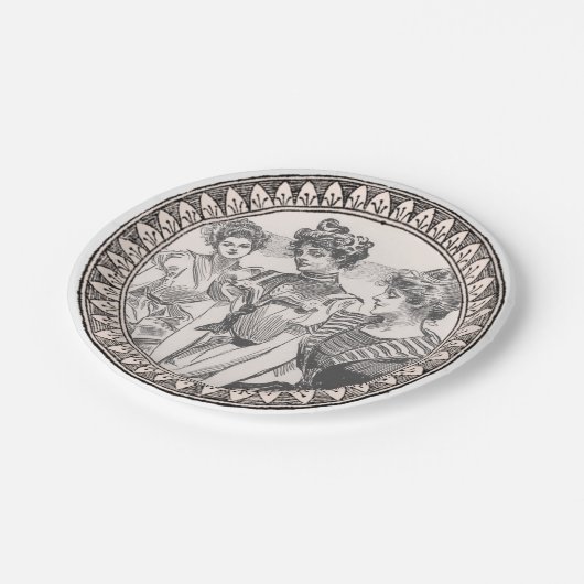  Romance paar: Antiek Rozen Girly Love Papieren Bordje (Gekanteld)