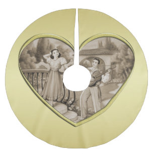  Romance paar, man en vrouw, goud Kerstboom Rok