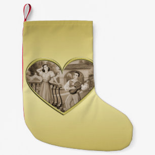 Romance paar, man en vrouw, goud Kleine Kerstsok