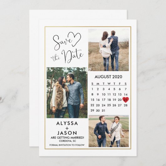 Romance Photo Enregistrer La Carte Date Avec Calen (Devant / Derrière)