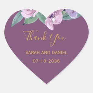 Romance Plum met roze Roses Wedding Dank je Hart Sticker