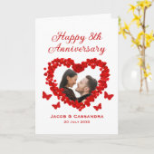 Romance Rode Roos Hart Vlinder Foto Jubileum Kaart (Gele Bloem)