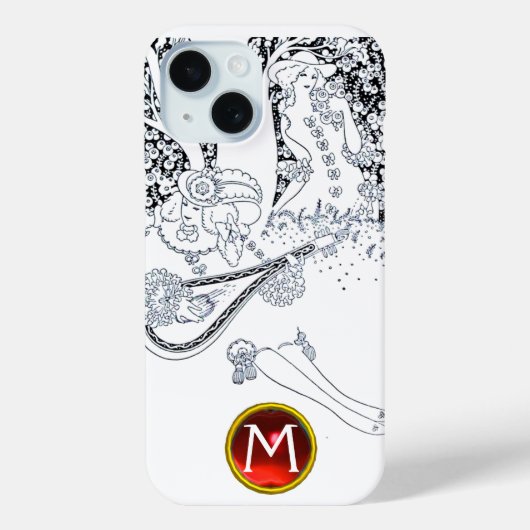 ROMANCE/ROMANTISCHE LOVERS ZWARTE WITTE RODE MONOG Case-Mate iPhone CASE (Achterkant)