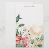 Romance Rose Peint Papeterie personnalisée (Devant / Derrière)