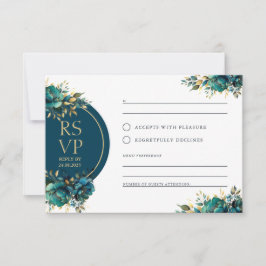 Romance RSVP turquoise bloemen met gouden accenten