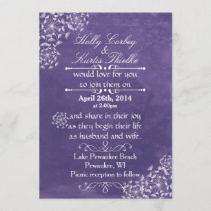 Romance rustique Purple Mariage Invitations