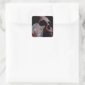 Romance - Schedel en perzik Roos Vierkante Sticker (Tas)