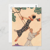  Romance van de Liefde, Escarpolette Swing Barbier Briefkaart (Voorkant / Achterkant)