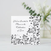 Romance vlinder / zwart / metaalzilver kaart (Staand voorkant)