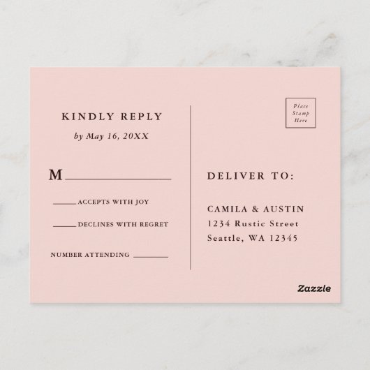 Romance Waterverf Floral Wedding RSVP Briefkaart (Achterkant)