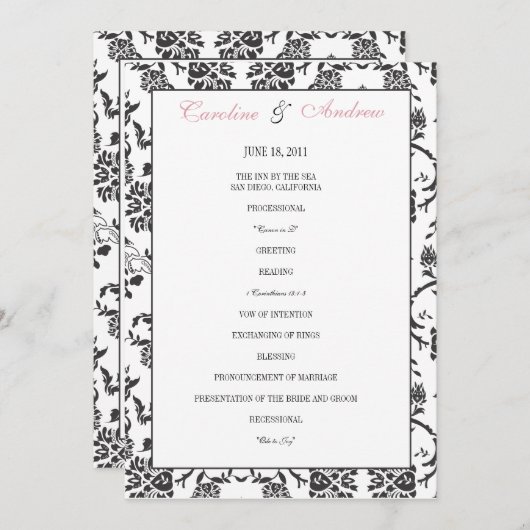 Romance Wedding Programma (Voorkant / Achterkant)