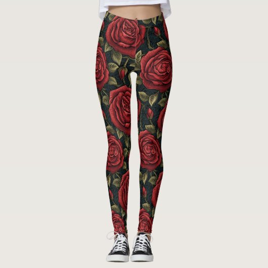 Romance: William Morris Red Rose Tapestry Leggings (Voorkant)