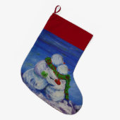 Romancing Snowman Kerstmis Stocking Grote Kerstsok (Voorkant (Hangend))