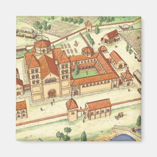Romanesque Abbey Model Magneet (Voorkant)