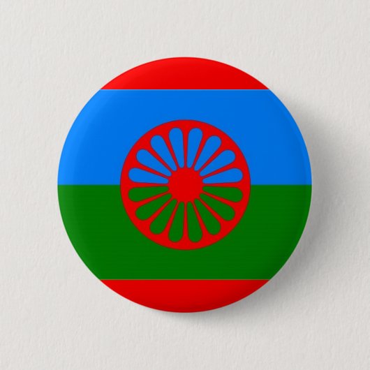 ROMANI FLAG RONDE BUTTON 5,7 CM (Voorkant)