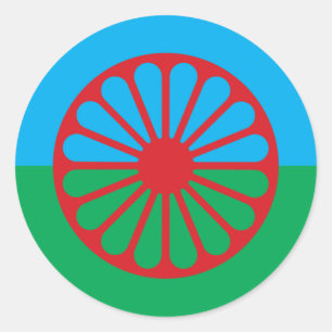 Romani Flag sticker 3" vel van 6