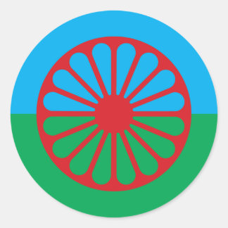 Romani Flag sticker 3" vel van 6