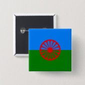 Romani Flag Vierkante Button 5,1 Cm (Voorkant /achterkant)