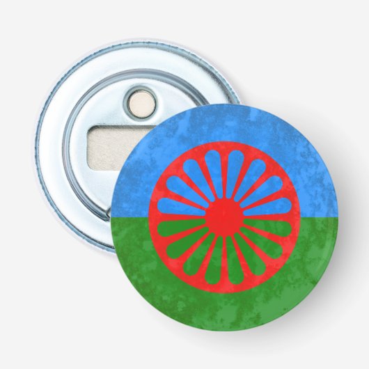 Romani vlag button flesopener (Voorkant)