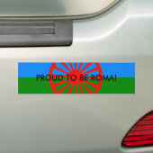 Romani vlag, PROUD OM ROMA TE ZIJN! Bumpersticker (Op auto)