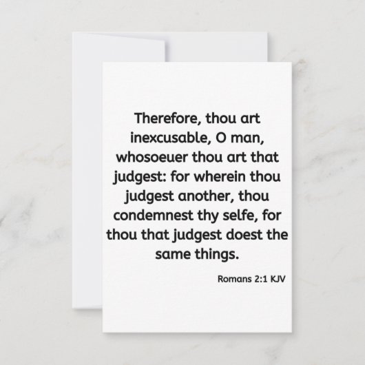 Romans 2:1 KJV Bible Verse Carte de voeux plat (Devant)