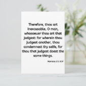 Romans 2:1 KJV Bible Verse Carte de voeux plat (Debout devant)