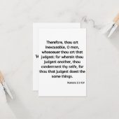 Romans 2:1 KJV Bible Verse Carte de voeux plat (Devant/Arrière en situation)