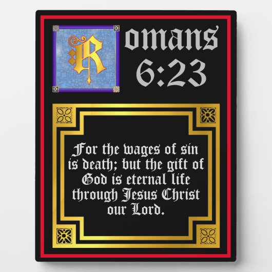 Romans 623 Gold Letter Eternal Life Bible Verse Fotoplaat (Voorkant)