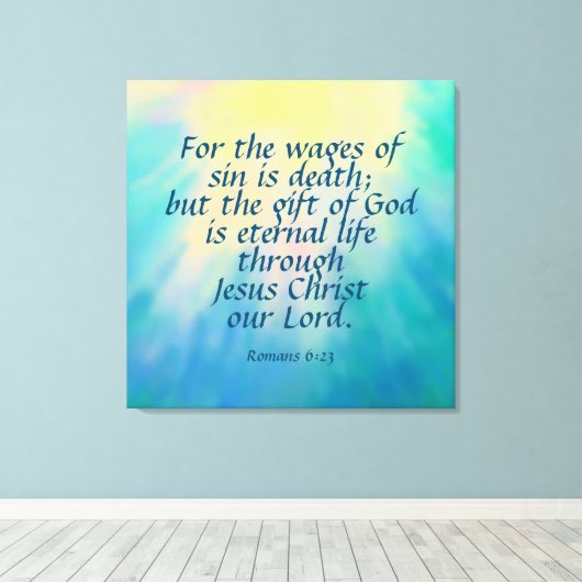 Romans 6:23 Canvas afdrukken (Insitu (Houten vloer))