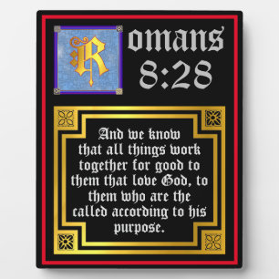Romans 828 Gold Illuminated Letter KJV Bijbelversi Fotoplaat