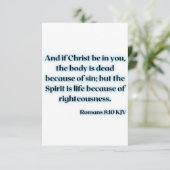 Romans 8:10 KJV Bible Scripture Carte de voeux (Debout devant)