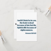 Romans 8:10 KJV Bible Scripture Carte de voeux (Devant/Arrière en situation)