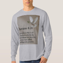 Romans 8:28 Bijbelvers Heren T-shirt met lange mou
