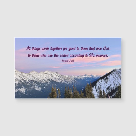 Romans 8:28 Mountain Sunset Photography Magnet (Voorkant)