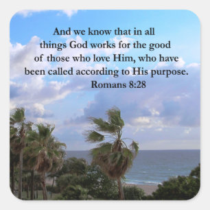 ROMANS INSPIREREN 8:28 VIERKANTE STICKER