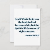 Romans Wenskaart bijbelscripts 8:10 KJV Kaart (Voorkant)