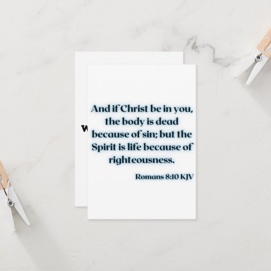 Romans Wenskaart bijbelscripts 8:10 KJV Kaart (Voorkant / Achterkant in situ)
