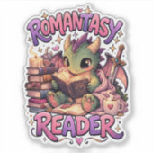 Romantasy Dragon Reader Custom-Cut Vinyl Sticker (Devant)