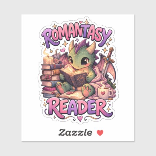 Romantasy Dragon Reader Custom-Cut Vinyl Sticker (Feuille)