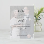 Romantic 2 Fotooverlay Chic Calligraphy Wedding Kaart (Staand voorkant)