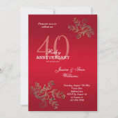 Romantic 40th Ruby Wedding Jubileum Kaart (Voorkant)