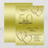 Romantic 50th Gold Wedding Jubileum Kaart (Voorkant / Achterkant)